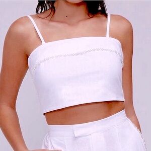 Wildfox Odessa Pearl White Crop Top NWT